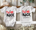 Daiichiban Designs Personalized Twins baby gifts Funny Twin baby clothes boy and girl set