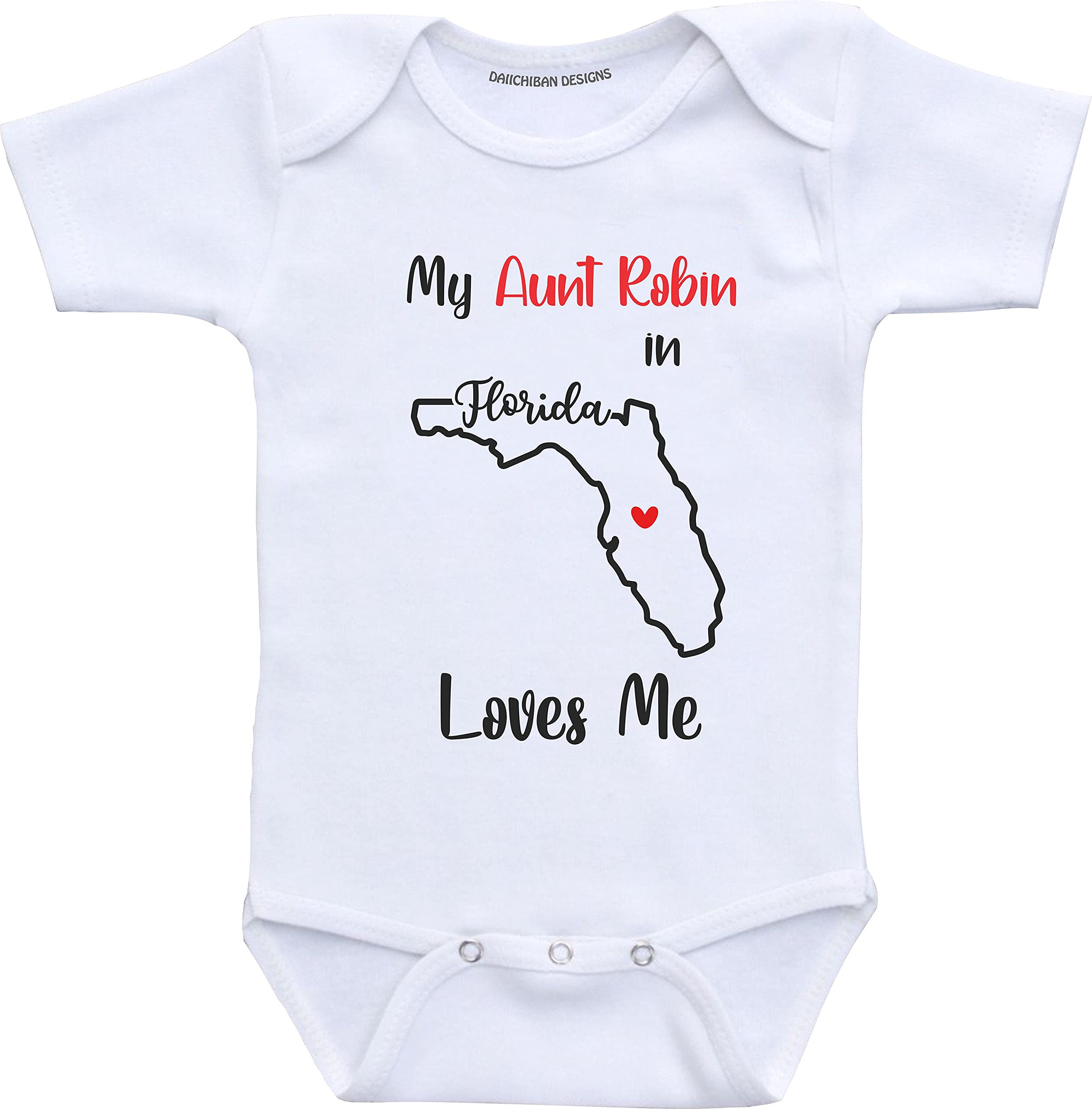 Daiichiban Designs My Aunt in California Loves Me Customs baby gifts from Aunt
