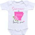 Daiichiban Designs Someone in Arkansas loves me baby gifts customizable