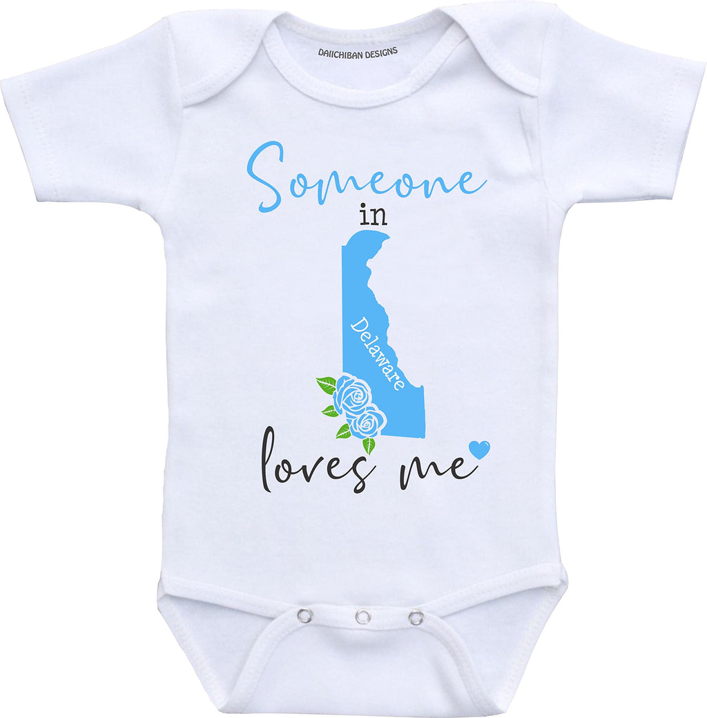 Daiichiban Designs Someone in Delaware loves me baby clothes infant creeper State customized gifts for babies