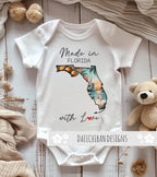 Daiichiban Designs Personalized Baby Bodysuit – “Made in Florida with Love” with Custom State Option