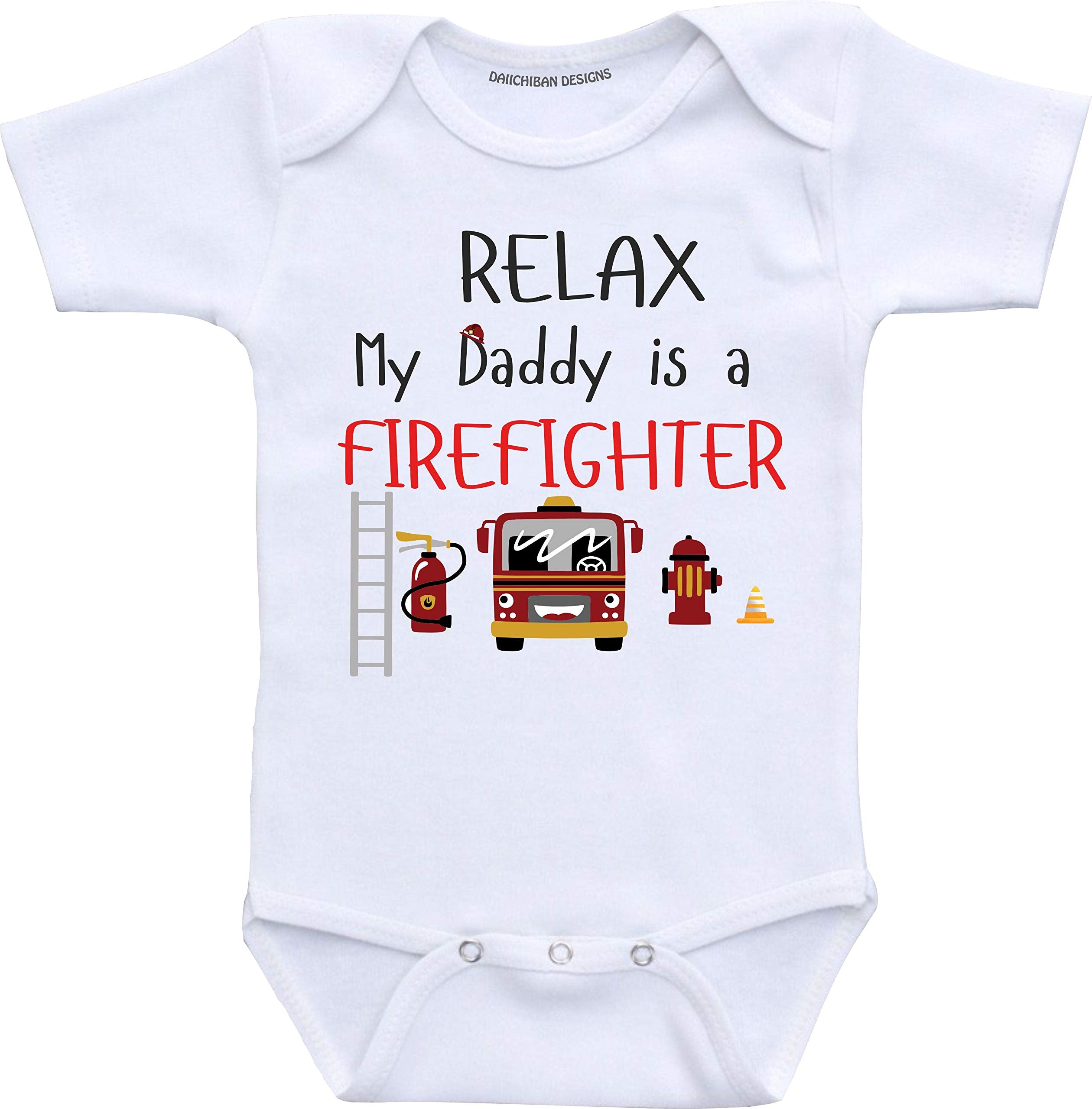 Daiichiban Designs My daddy is a fireman baby clothes baby firefighter outfit