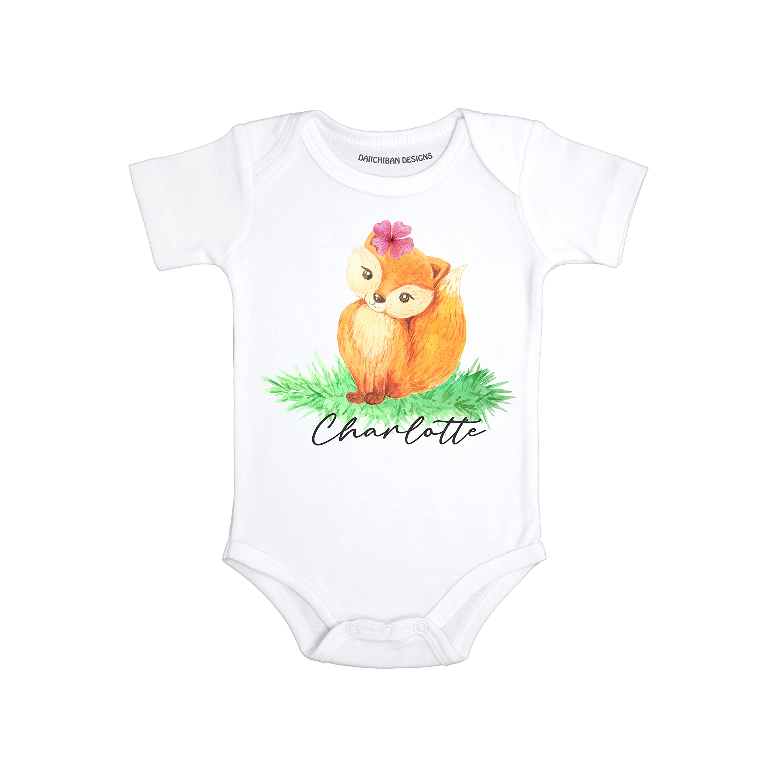 Daiichiban Designs Personalized Fox baby clothes girls Custom name baby girl outfit