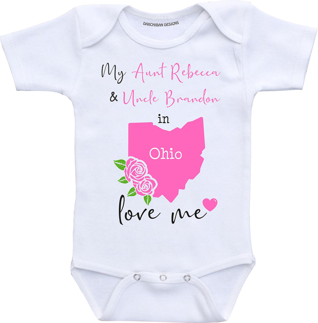 Daiichiban Designs Customizable Aunt and Uncle baby clothes Ohio State baby gifts