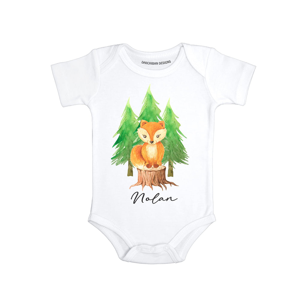 Daiichiban Designs Personalized Fox baby clothes for boys Custom name baby gifts