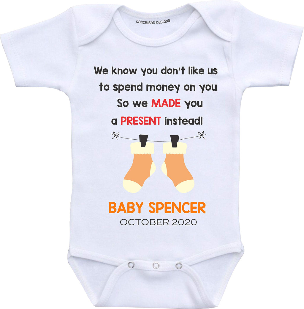 Daiichiban Designs Funny Pregnancy Announcement Custom baby announcement bodysuits