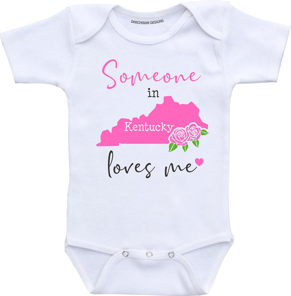Daiichiban Designs Someone in Kentucky loves me baby clothes infant creeper State customized gifts for babies