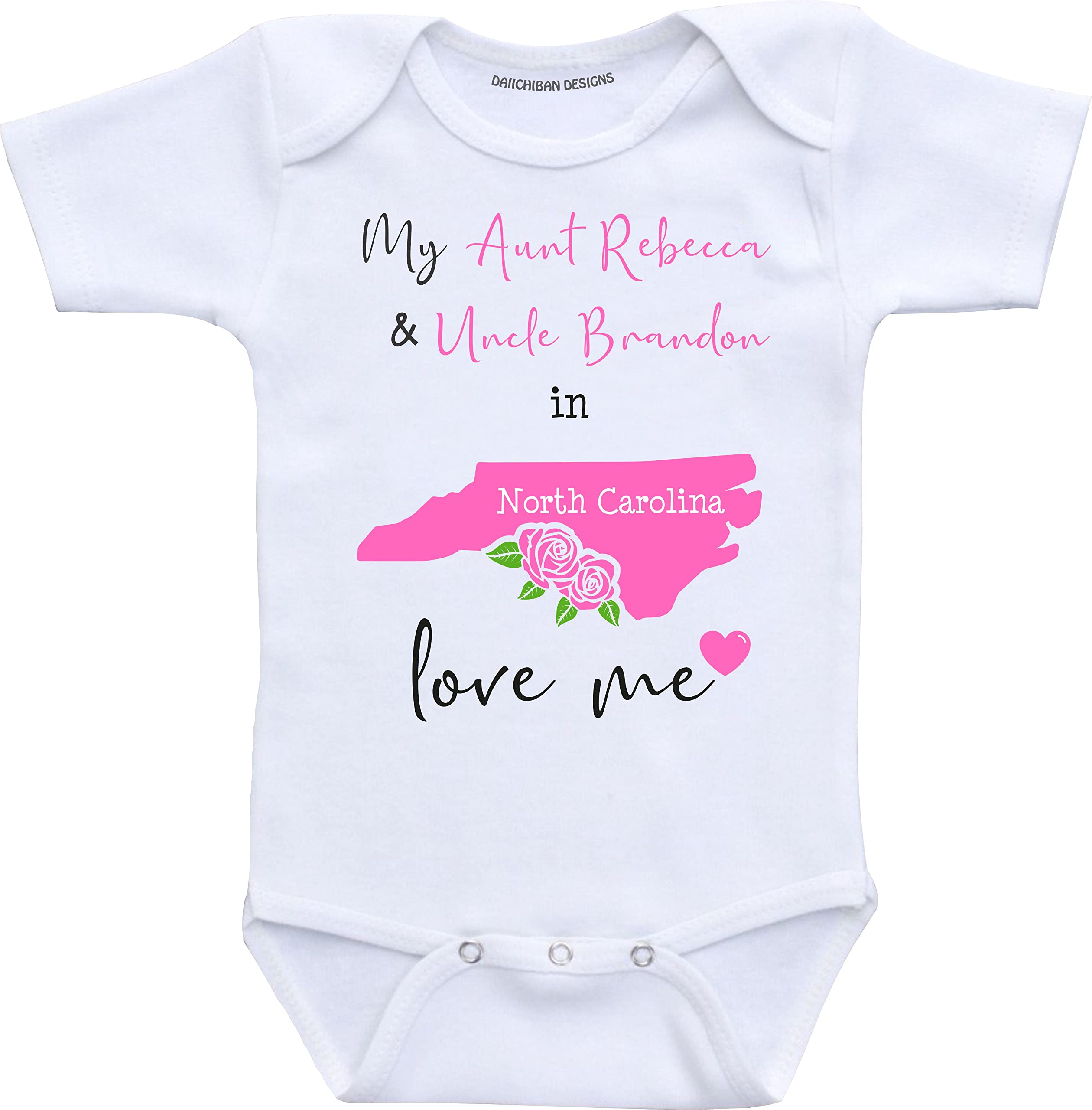 Daiichiban Designs Custom Aunt and Uncle baby gifts North Carolina baby clothes