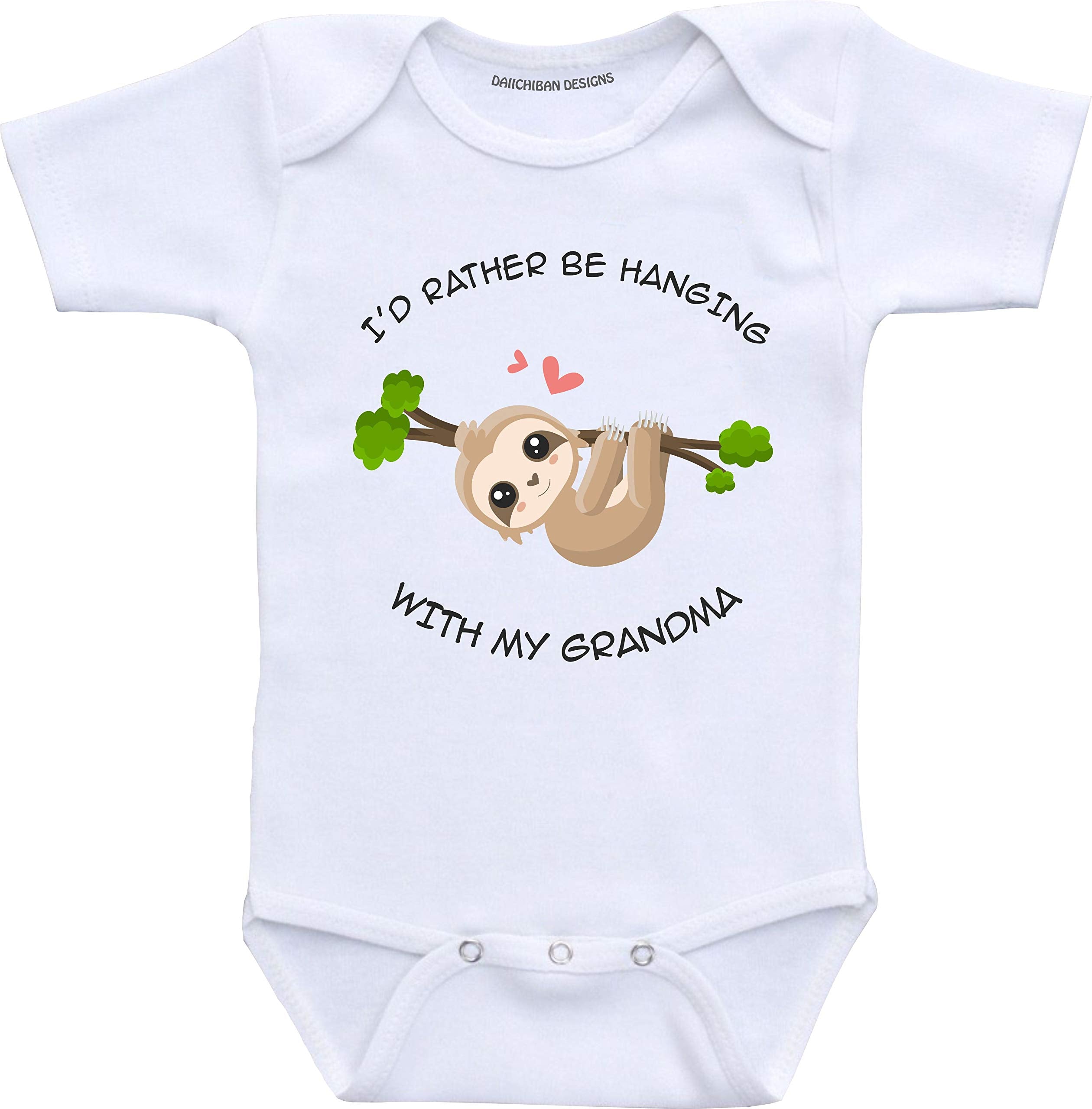 Daiichiban Designs I'd Rather be Hanging with My Grandma Baby Clothes Infant Creeper