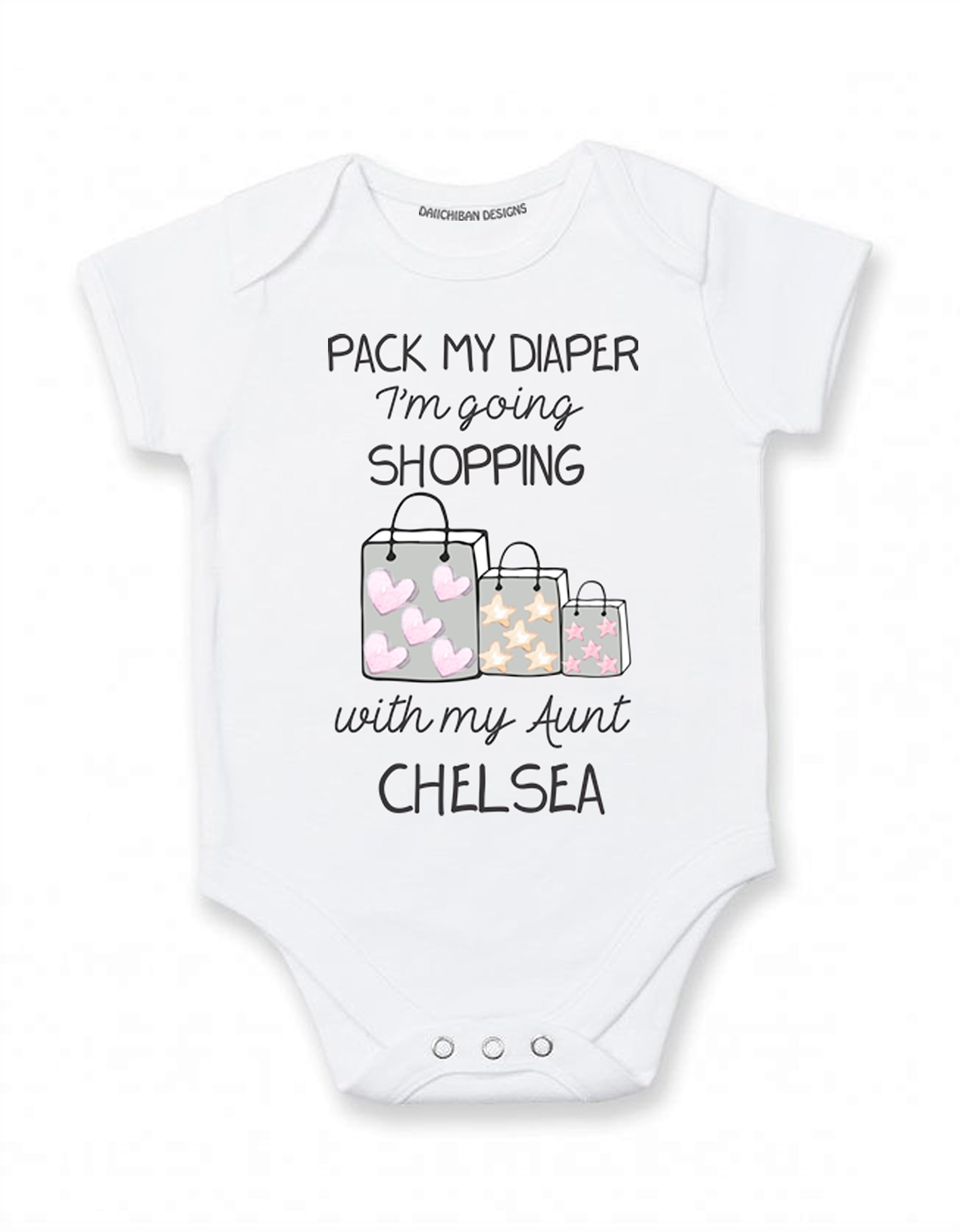 Personalized Aunt baby clothes Pack my diaper I'm going shopping with Auntie