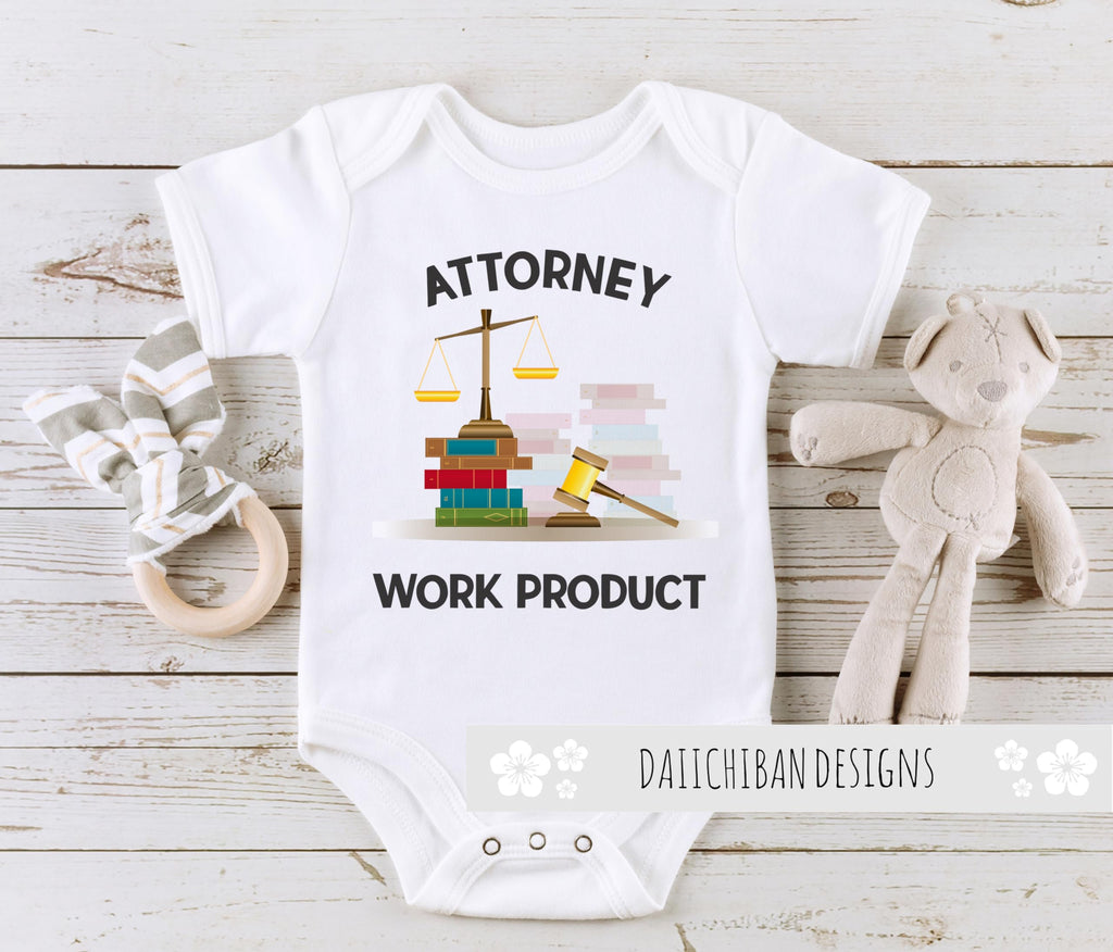 Daiichiban Designs Attorney Work Product Onesie Lawyer Baby Gift Romper Bodysuit