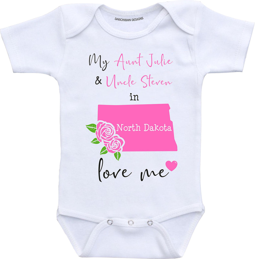 Daiichiban Designs Aunt and Uncle baby gifts Customizable North Dakota baby clothes